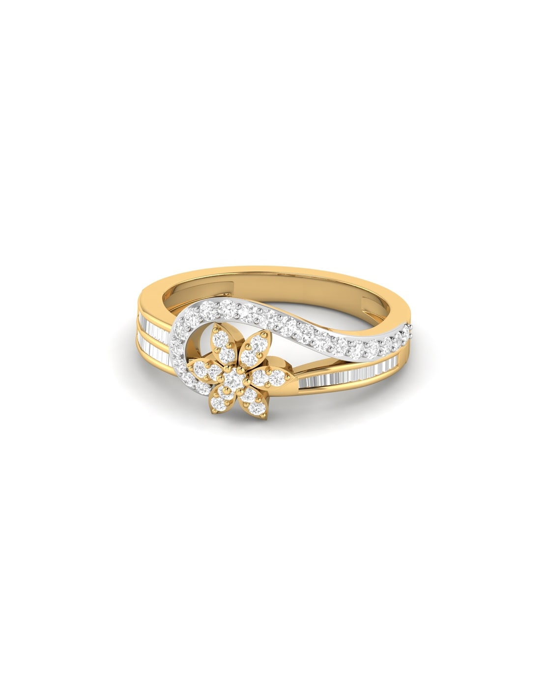 PC Jeweller The Iris 18KT Yellow Gold and Diamond Ring for Women :  Amazon.in: Fashion