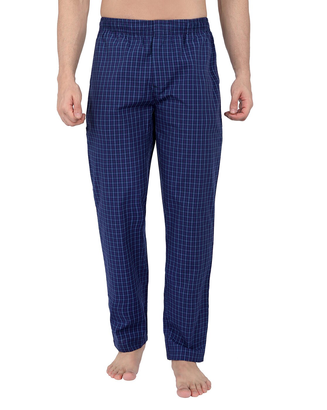 Blue Checked Premium Cotton Lounge Pant Pajama Online In India Color Blue  SizeShirt M