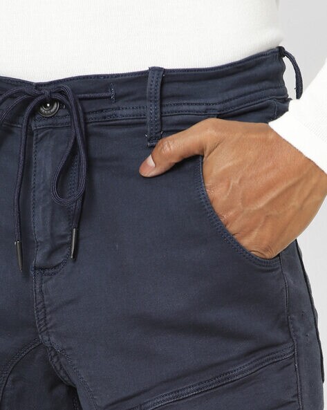 Cuffed Cargo Pants With Drawstring Waist
