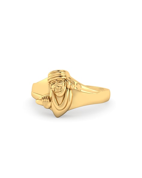 235-GR6383 - 22K Gold 'Sai Baba' Ring For Men | Rings for men, 22k gold ring,  22k gold