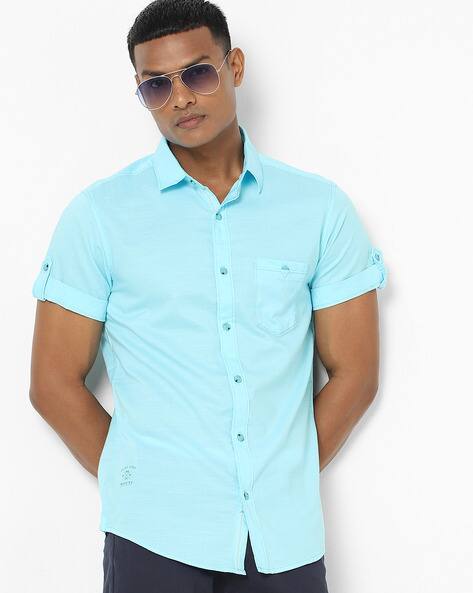 turquoise blue mens shirt