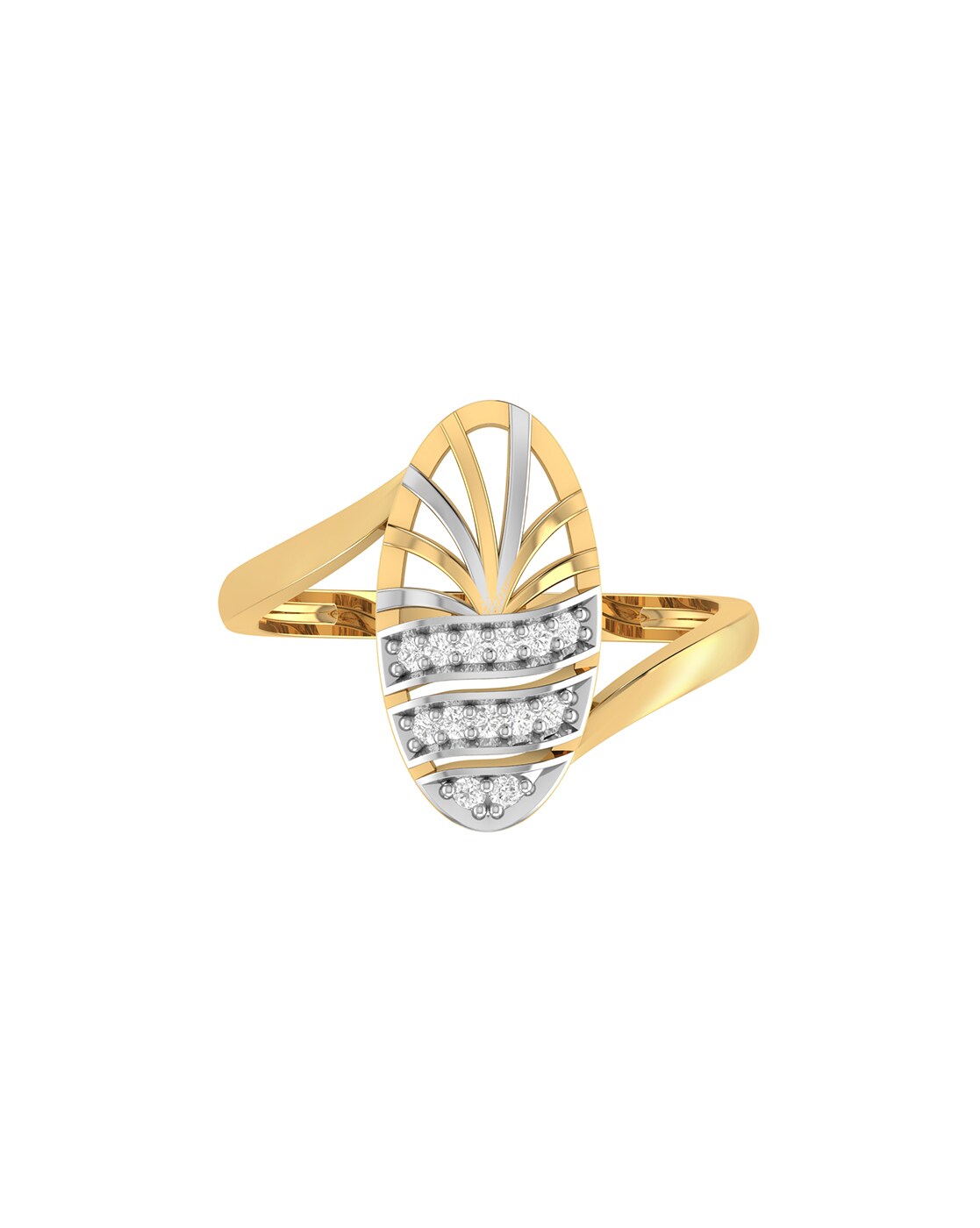 Graceful Waves: Stone-Encrusted 22KT Gold Ring | Buy at Bhima Gold Online