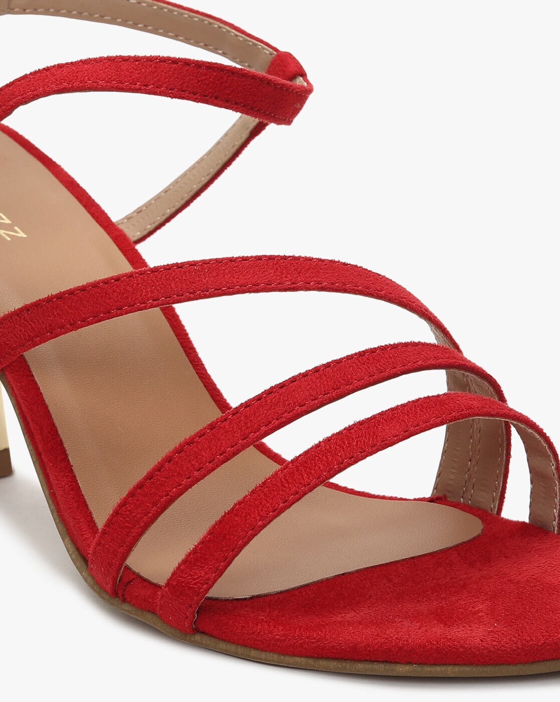 Red strappy best sale sandals low heel