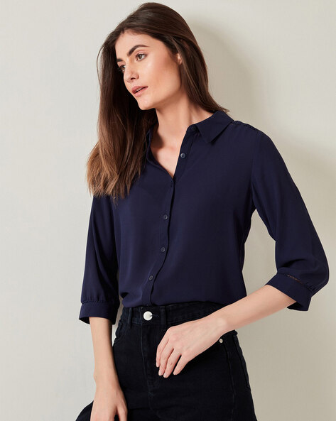 Buy Navy Blue Shirts for Women by Cover Story Online 