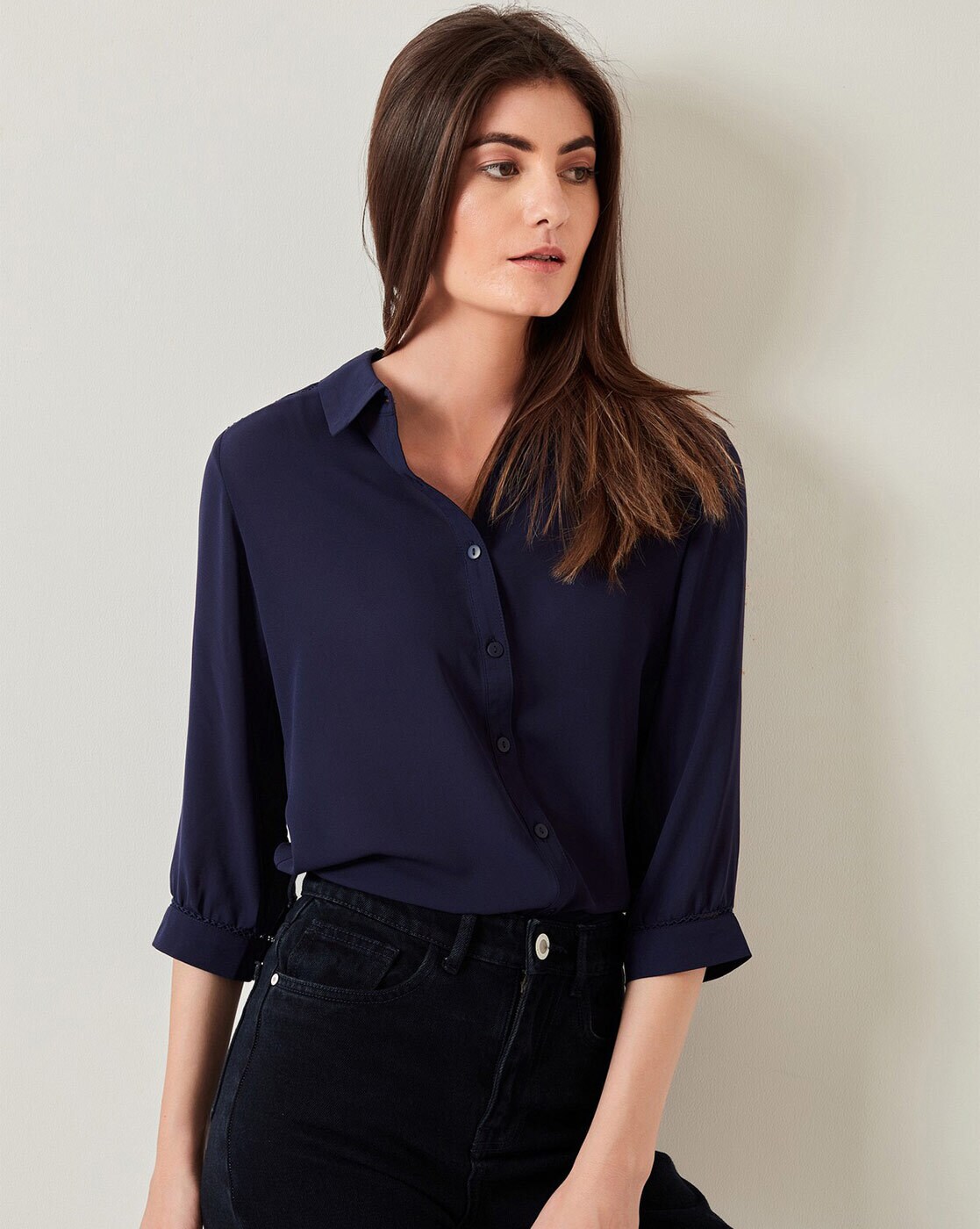 Buy Navy Blue Shirts for Women by Cover Story Online 
