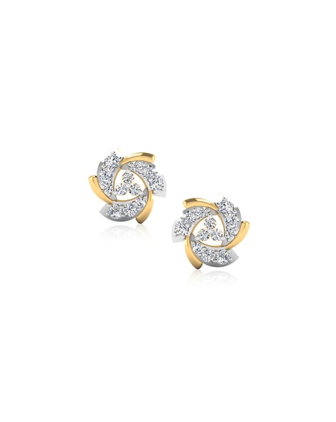 14K Gold Micro Pave Diamond U Links Drop Earrings