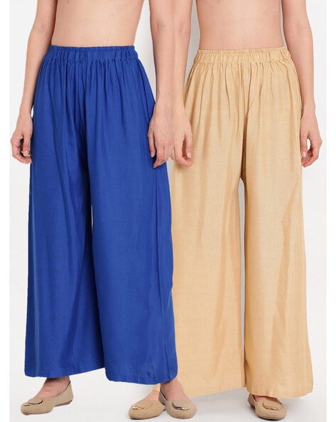 Pack of 2 Flared Palazzos with Full Length Price in India