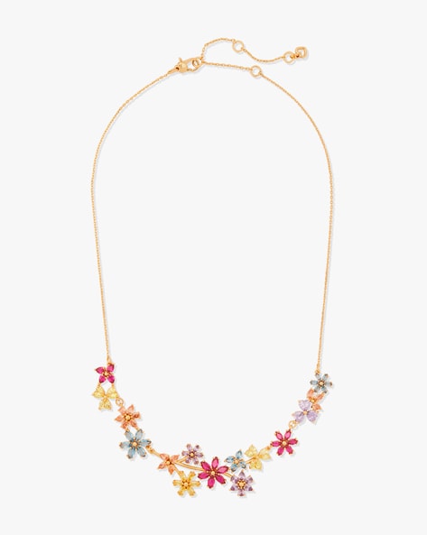 Heritage Bloom Charm Necklace Clear/Gold | NECKLACES | Kate Spade Australia