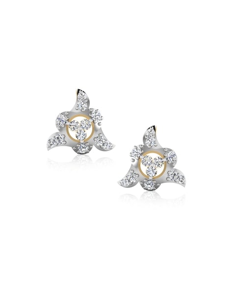 Offset Baguette Diamond Stud Earrings