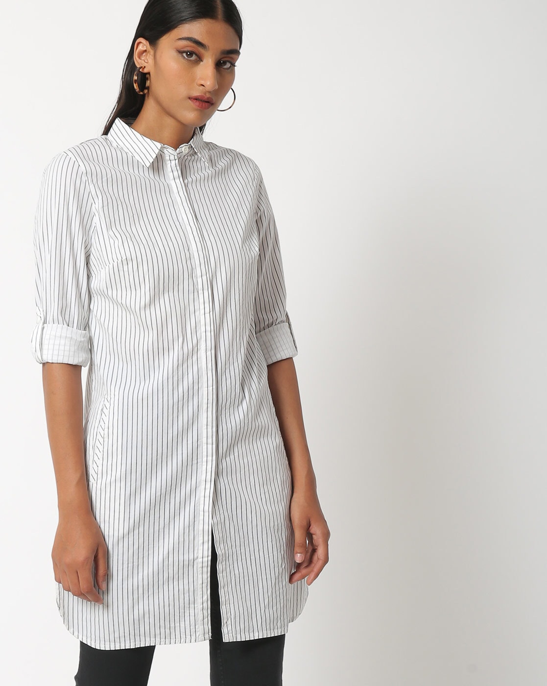 Vero moda Erika Stripe 3/4 Sleeve Shirt White