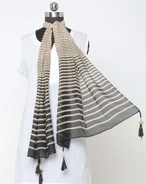 Striped Scarf with Tasselled Border Price in India