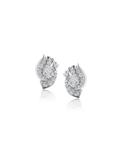 3 Row Pavé Diamond Hoop Earrings with White Gold