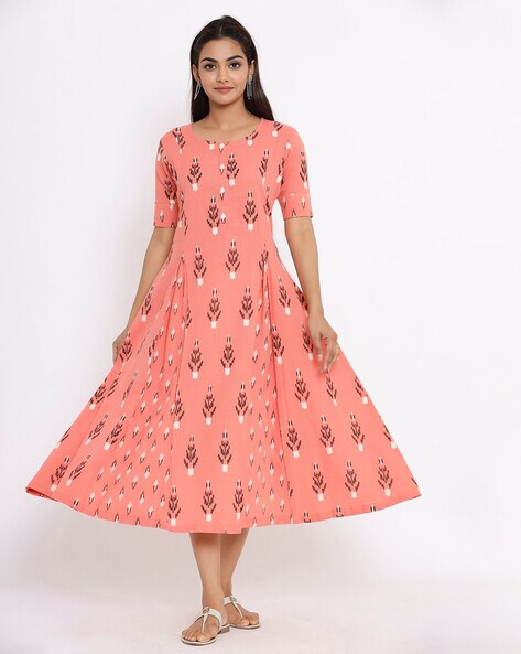 Hand Block Printed Cotton Anarkali Dress With double Layered short jacket –  Lable Rahul Singh