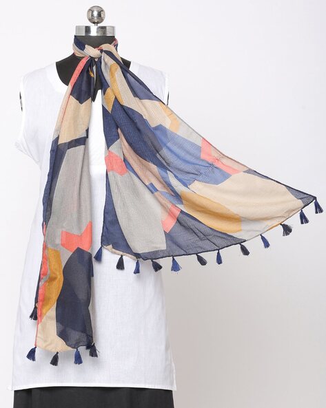 Printed Scarf with Tasselled Border Price in India