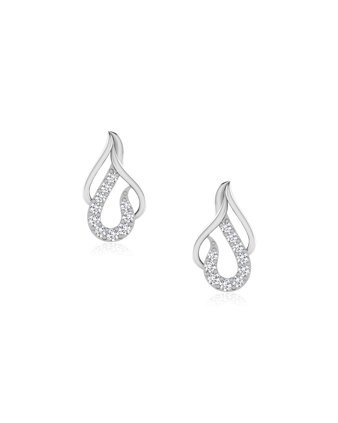 Half Carat Diamond Cluster Stud Earrings in 14k White Gold