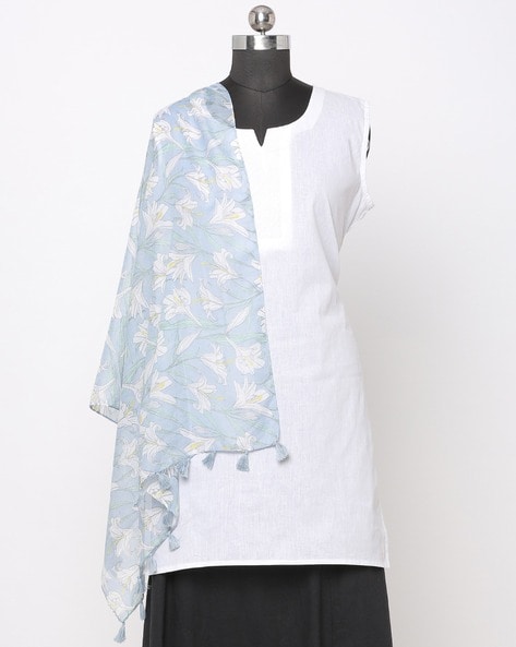 Floral Print Scarf with Tasselled Border Price in India