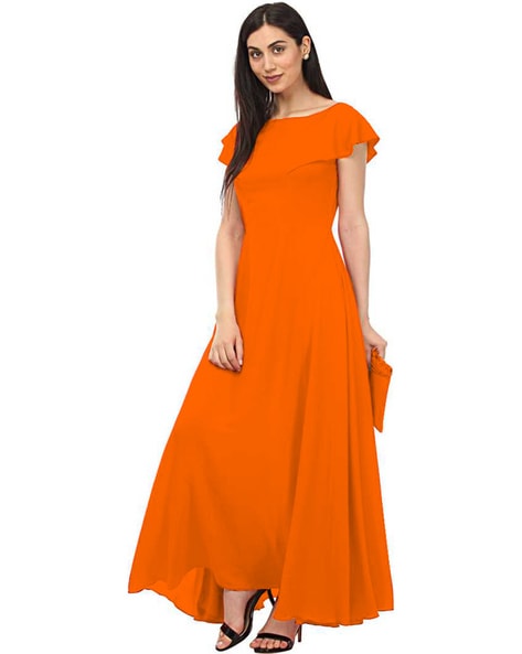 Ladies best sale orange dress