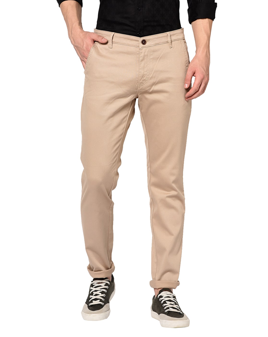 Buy TNG Men's Cotton Blue Solid Formal Trousers at Amazon.in