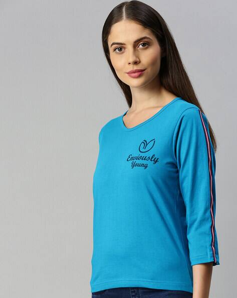 Petrol blue t shirt women's Clearance