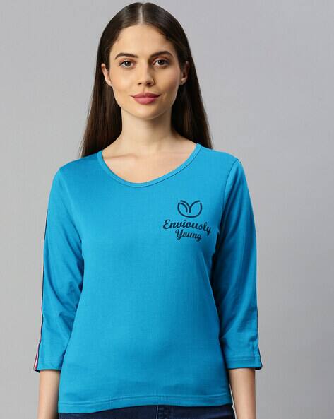 Petrol blue t shirt women's Clearance