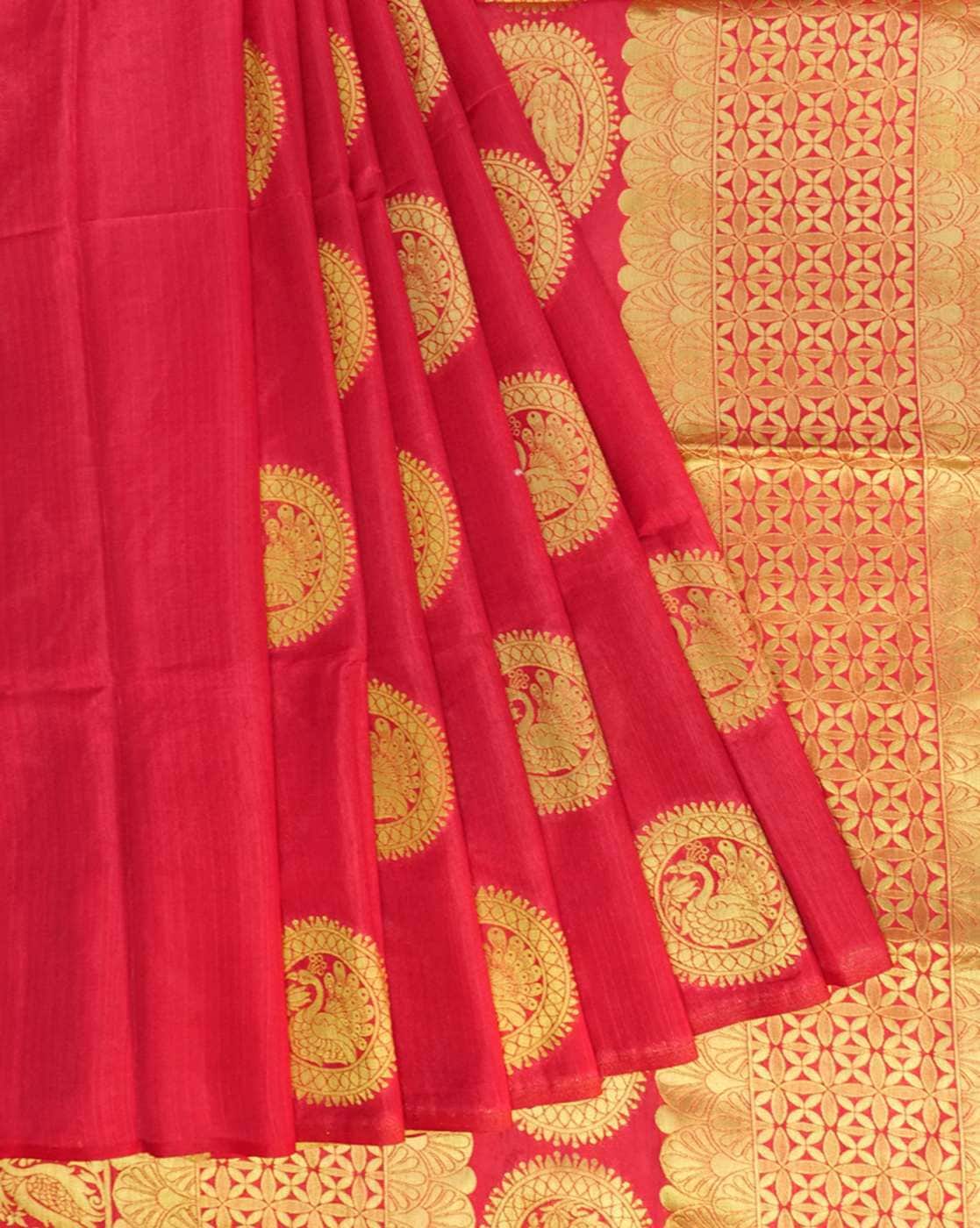 Stripes And Mirror Work Maroon Tussar Jute Silk Saree – Sundari Silks