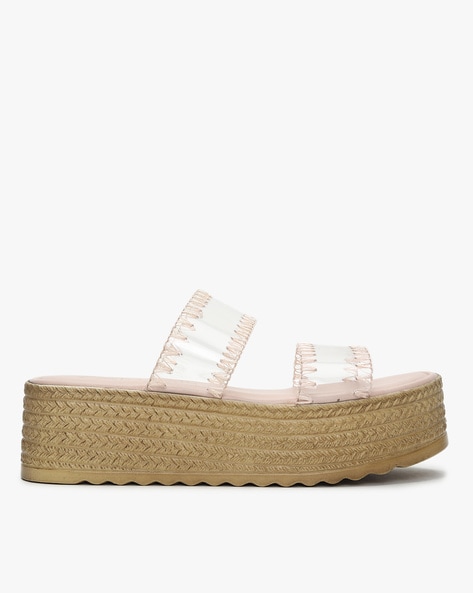Buy OOZING OUT COMFORT WHITE FLATFORM SANDALS for Women Online in India