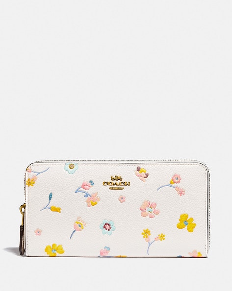 Buy Coach Floral Print Accordian Zip-Around Wallet | White Color Women |  AJIO LUXE