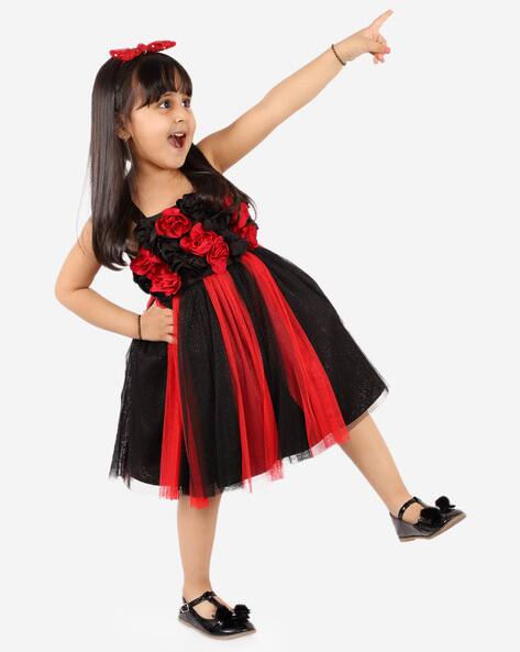 black dress with red accents