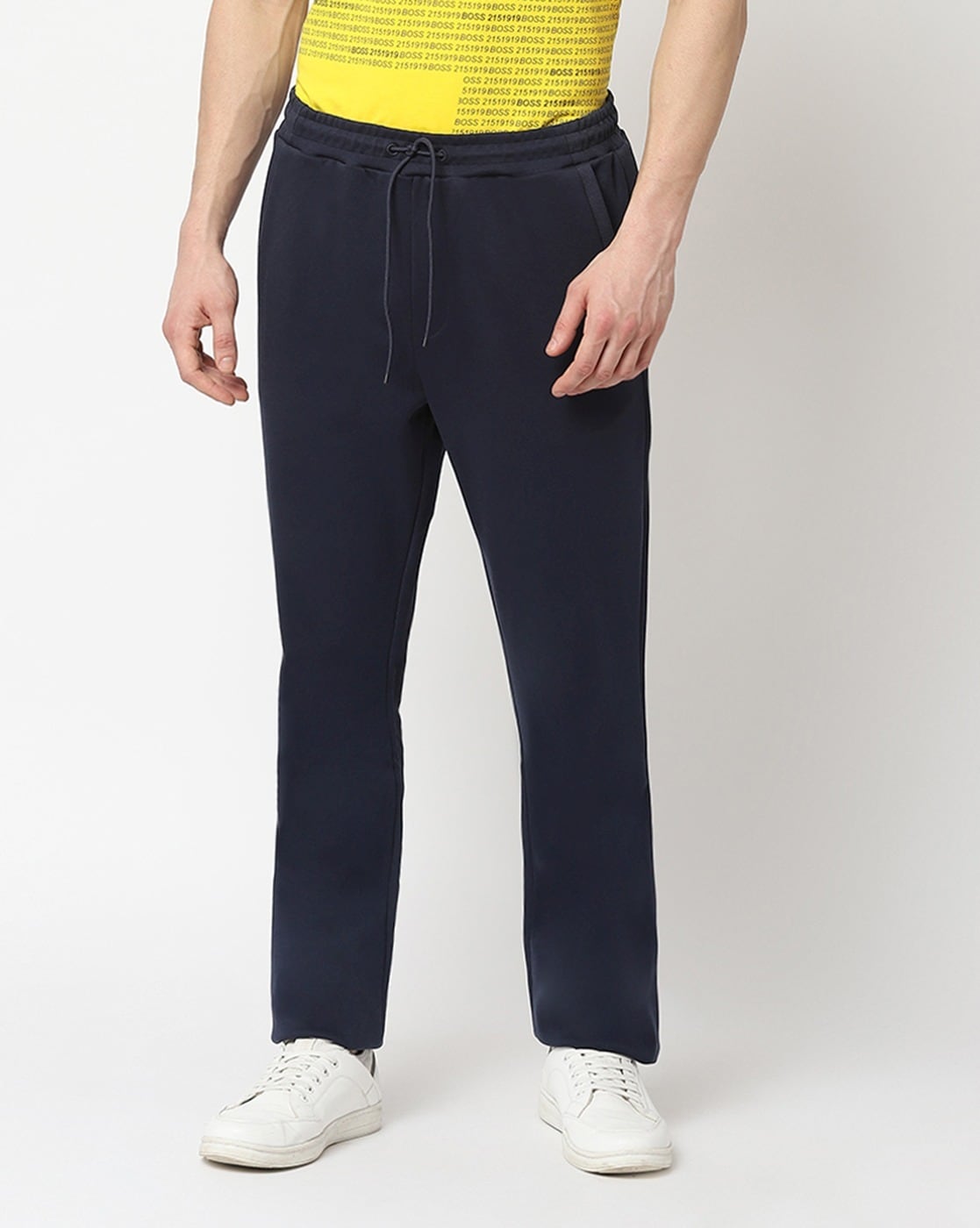 Buy BOSS Straight Track Pants with Insert Pockets | Grey Color Men | AJIO  LUXE