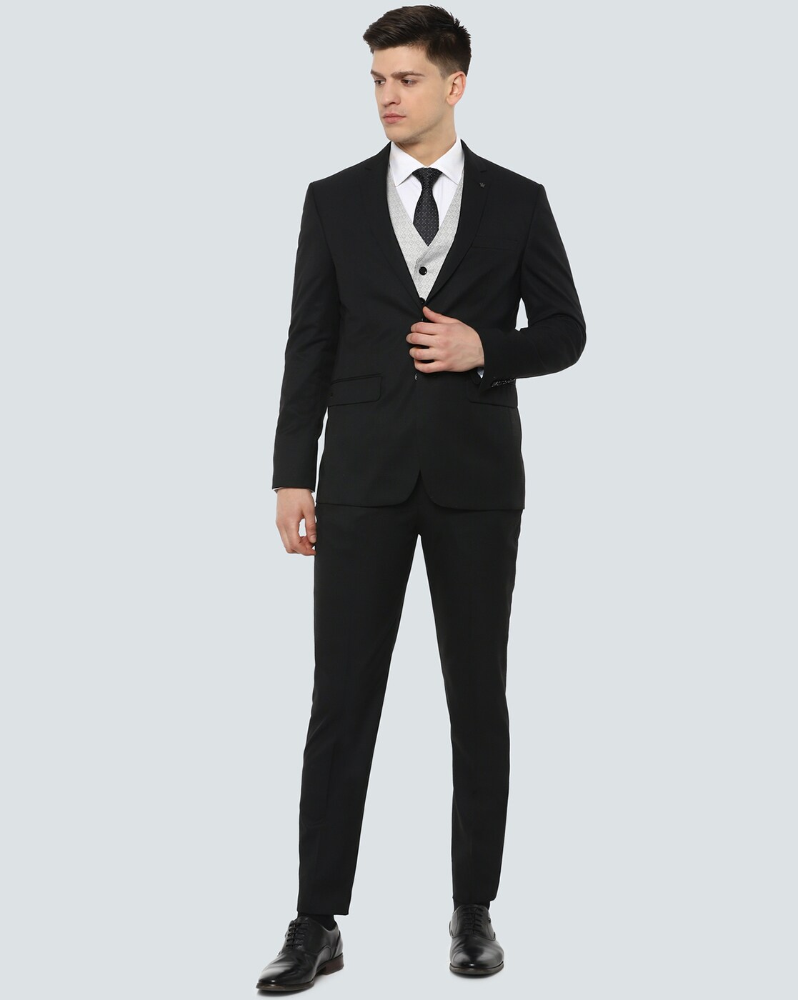 Buy Louis Philippe Black Three Piece Suit Online - 693999