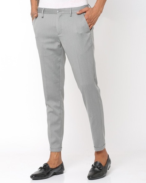 Buy Skinny Fit Ankle Length FlatFront Trousers Online at Best Prices in  India  JioMart