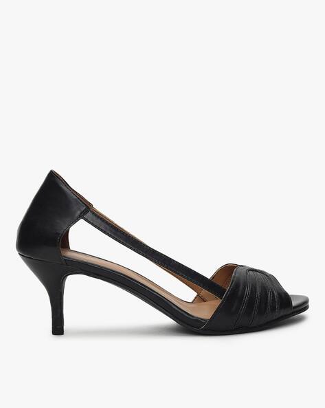black peep toe stilettos