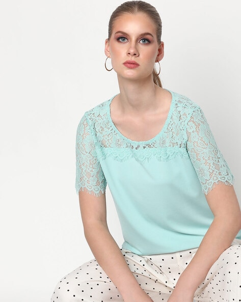 Mint green hot sale lace top