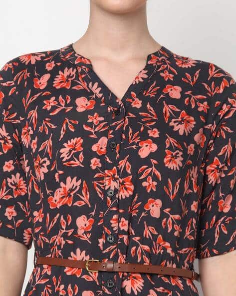 Floral Print Dress with Asymmetrical Hemline view 3