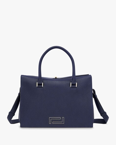 Buy Lancel Pia de Lancel Textured Satchel Bag | Navy Blue Color 