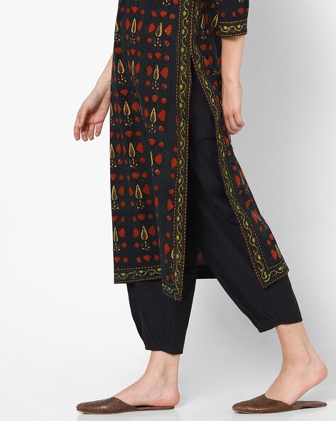 Handloom Cotton Cropped Pants with Slip Pockets Price in India