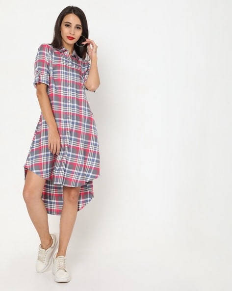 Buy AND Red Womens Regular Fit Checked Dress | Shoppers Stop