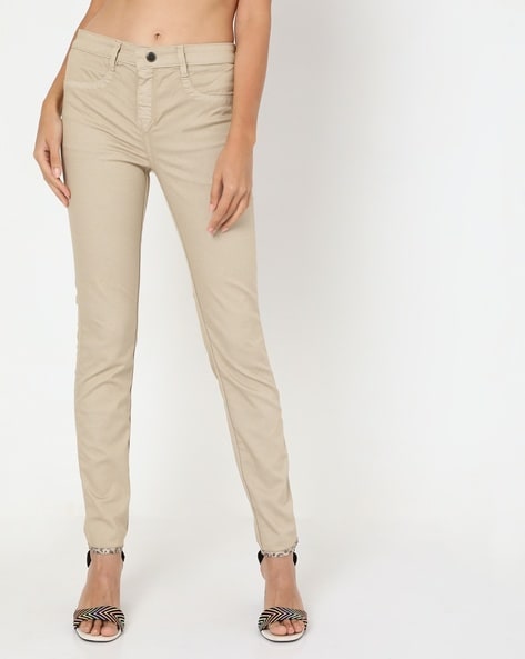ASOS DESIGN skinny stretch cord pants in beige | ASOS