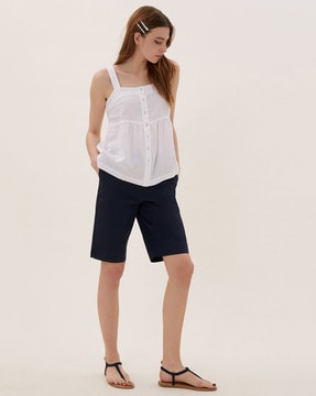 Fancy Latest  Stylish Cotton Elastic Denim Shorts Hot Pants for Women   Girls Dark