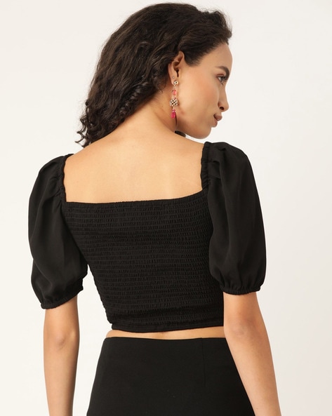 Twenty Dresses Black Square Neck Crop Top