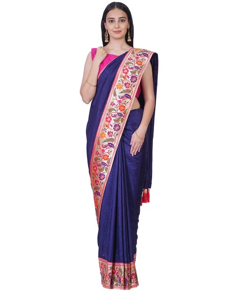 Buy Hastkala Fab Women's Pure Cotton Mulmul Handblock Printed Ikkat Saree  with Unstitched Blouse Piece Online In India At Discounted Prices