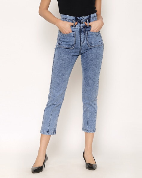 High-Rise Jeans with Front Pocket