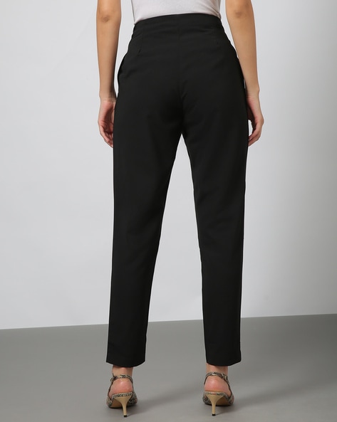 Women Pleated Pants with Waist Tie-Up