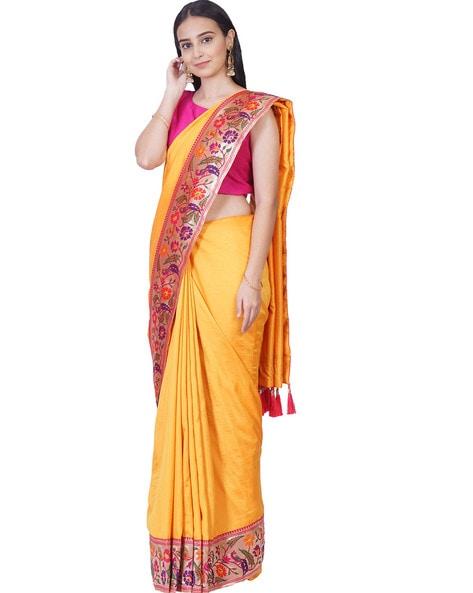 Buy Hastkala Fab Women's Pure Cotton Mulmul Handblock Printed Ikat Saree  with Unstitched Blouse Piece Online In India At Discounted Prices