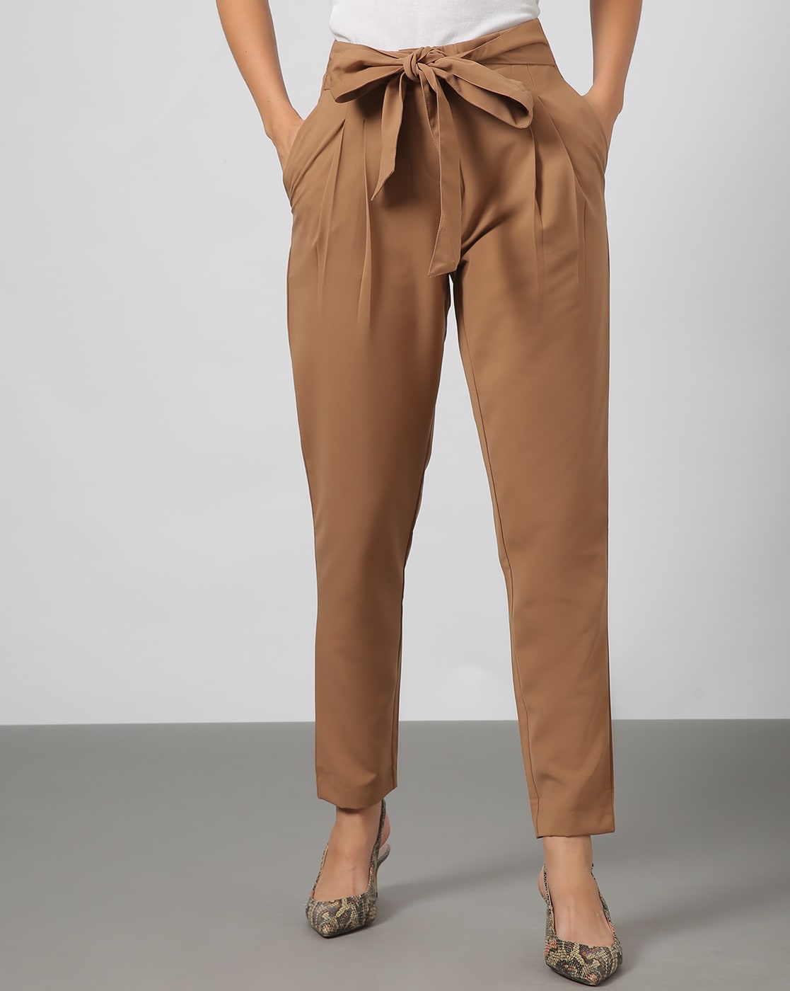 Buy Green High Rise Tie Up Pants For Women Online in India  VeroModa