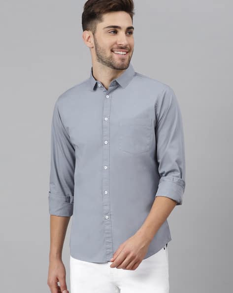 Buy Dusty Blue Shirts for Men by 