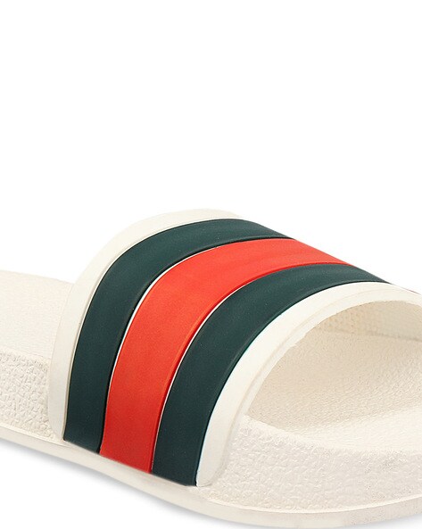 green and red striped slides