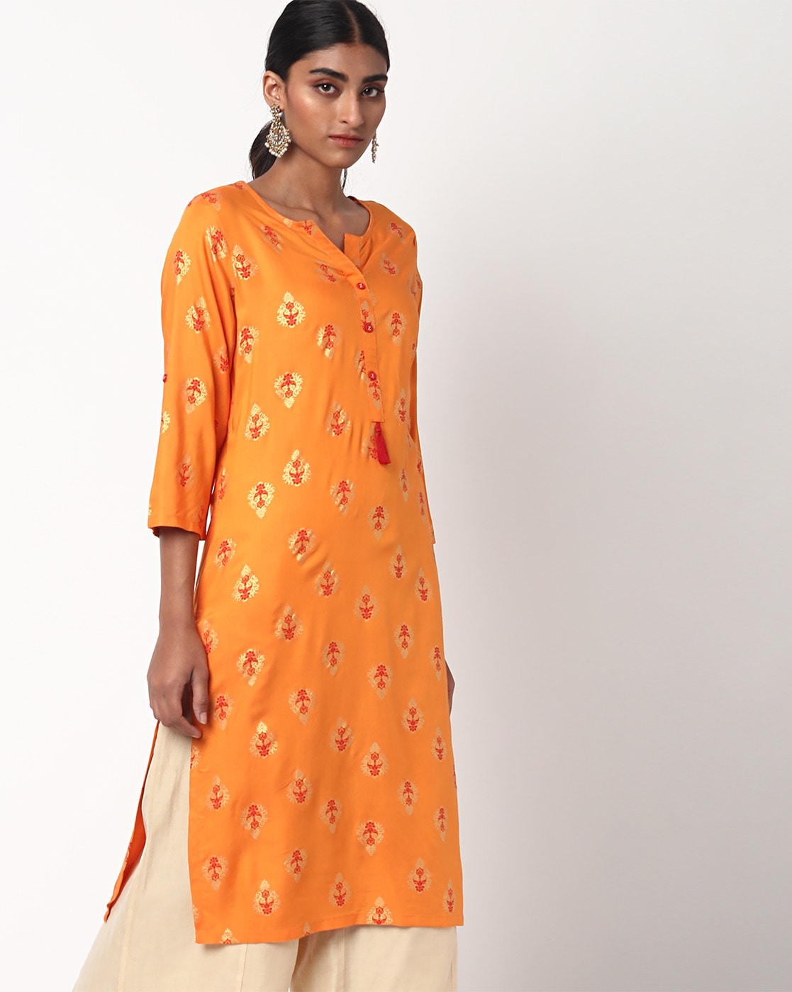 Buy Janasya Women's Orange Cotton Kurta Online at Best Prices in India -  JioMart.