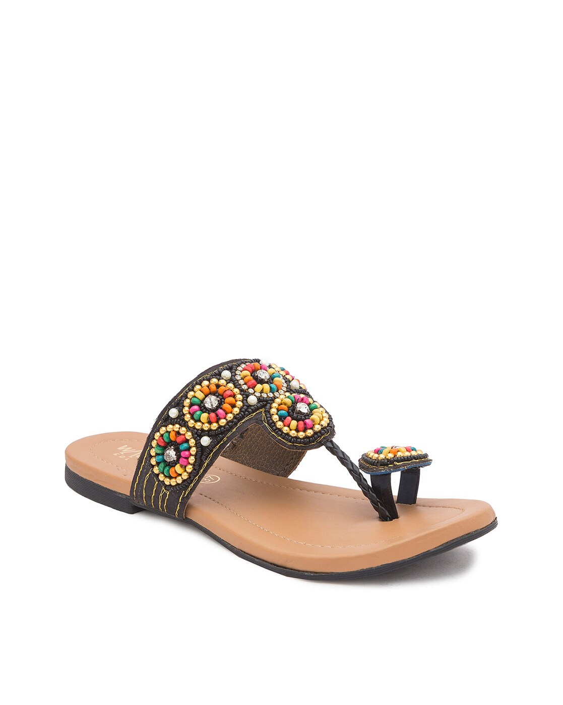 Buy MOZAFIA KOLHA-1 PU Kolhapuri Chappal With Embroidery Design for Women  Stylish Flat, Ethnic Slippers and Fashion Sandals Girls ( PEACH ) Online at  Best Prices in India - JioMart.