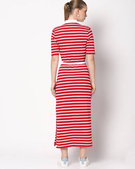 tommy hilfiger red and white striped dress